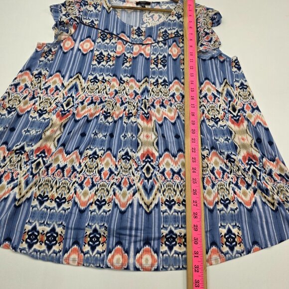 Cocomo Floral Print Tunic Short‎ Sleeve Top Womens Plus Size 2X Blue Pink Beige - Picture 12 of 13